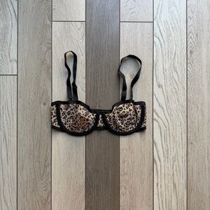 CUUP The Balconette Leopard Print Underwire Bra with Black Trim size 30C
